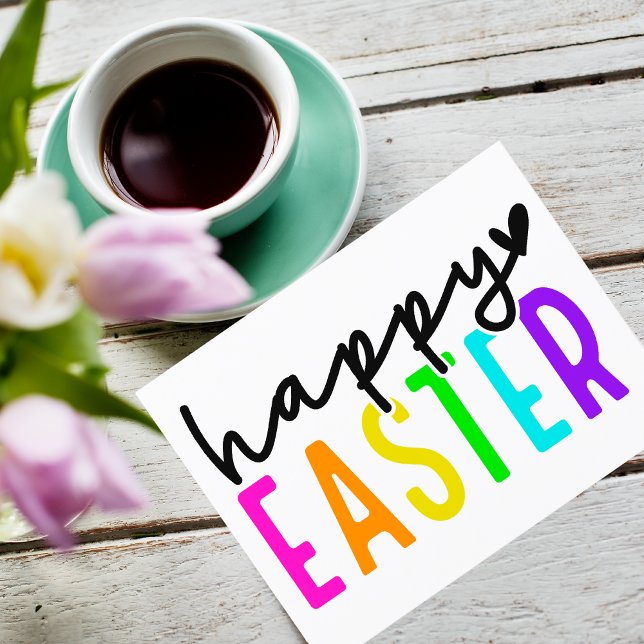 Cartão De Festividades Felz pascoa colorido personalizado (Criador carregado)