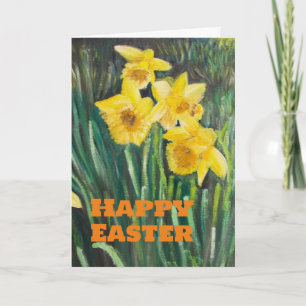 Cartão De Festividades Felz pascoa Daffodil - Coroa Floral Amarela