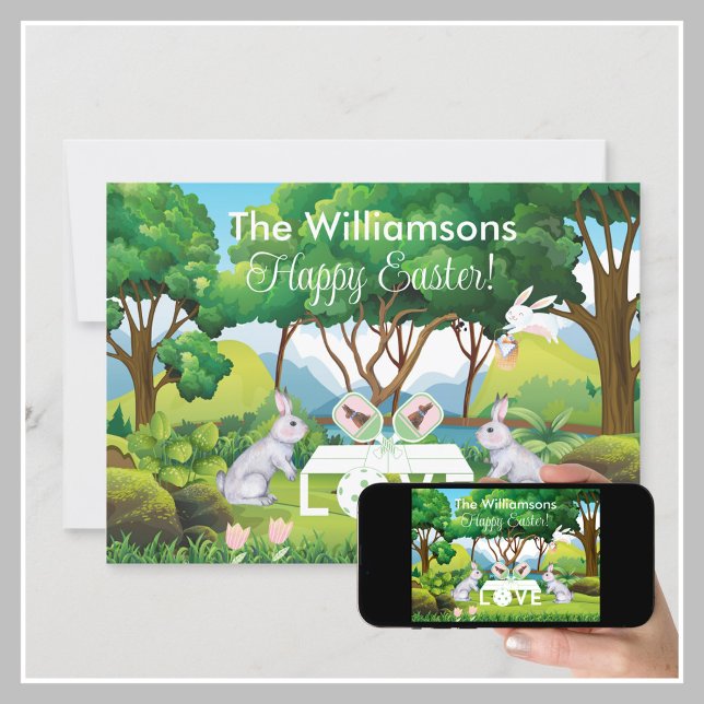 Cartão De Festividades Felz pascoa de Diversão de Bunnies de Pickleball (Criador carregado)