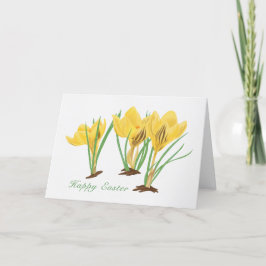 Cartão De Festividades Felz pascoa de Flores de Croco Amarelo Vibrante