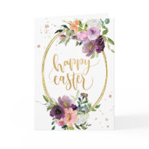 Felz pascoa de Frame Dourado Floral de Lavanda Vio