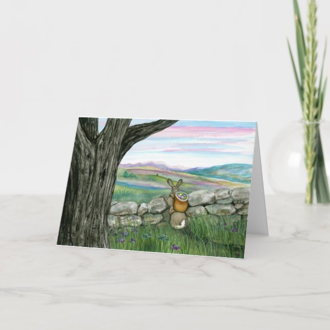 Cartão De Festividades Felz pascoa do outro lado do Rabbit Miles Bihrle (Frente)