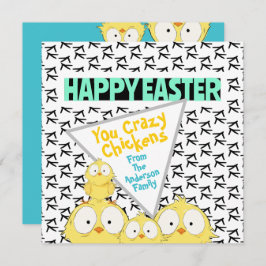 Cartão De Festividades "Felz pascoa" Engraçado, Seus Frangos Loucos |
