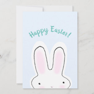 Cartão De Festividades felz pascoa Feliz Primavera azul bonito Bunny engr