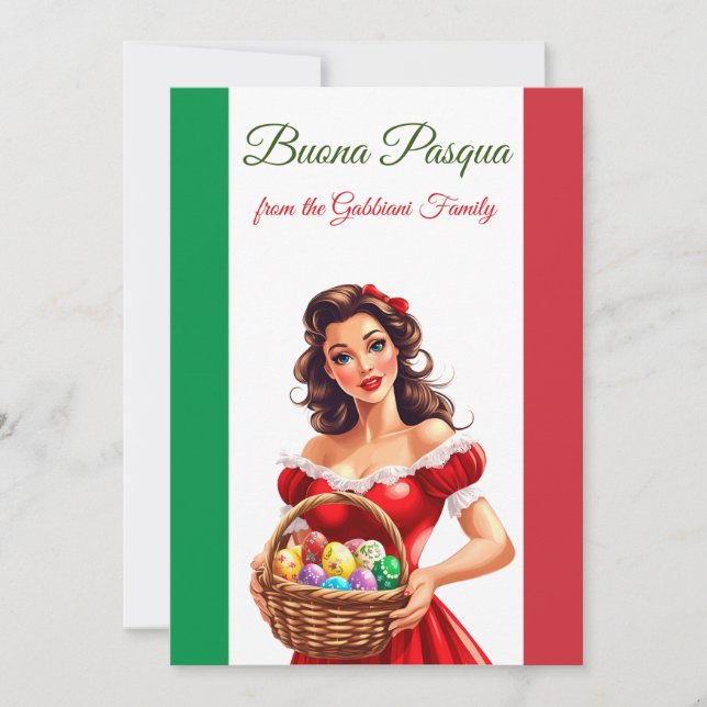 Cartão De Festividades Felz pascoa Festivo Italiano Buona Pasqua (Frente)