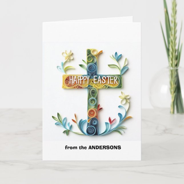 Cartão De Festividades Felz pascoa Floral Cross i (Frente)