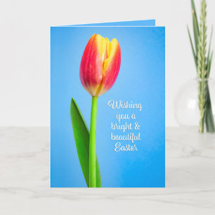 Cartão De Festividades Felz pascoa Para Qualquer Bela Tulip De Azul