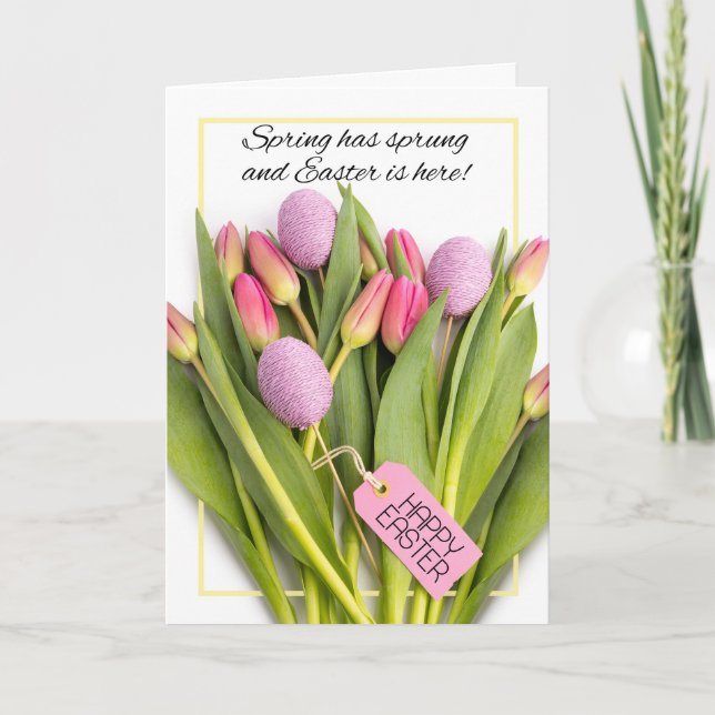 Cartão De Festividades Felz pascoa Para Qualquer Foto De Buquê De Tulip R (Frente)