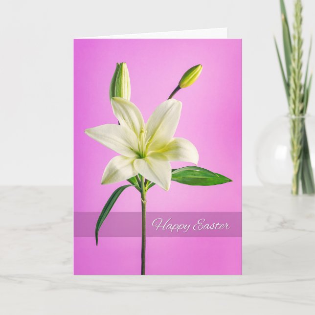 Cartão De Festividades Felz pascoa Para Qualquer Lily Branca Bonita (Frente)