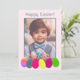 Cartão De Festividades Felz pascoa Personalizado de Ovos Coloridos com Di
