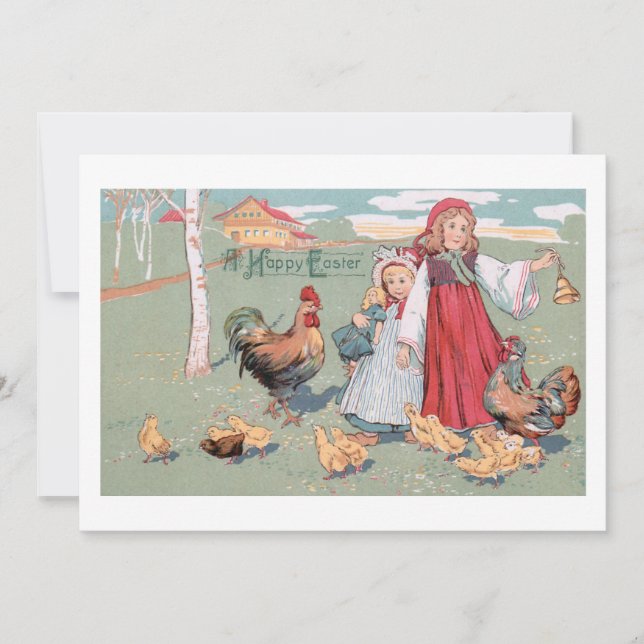 Cartão De Festividades Felz pascoa Rustic Fazenda Vintage (Frente)