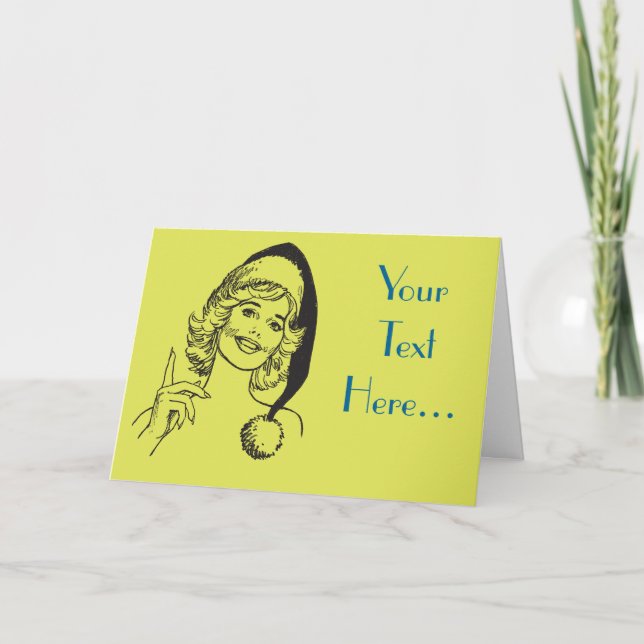 Cartão De Festividades Female Santa's Helper Pretty Lady Template (Frente)