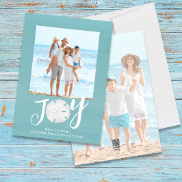 Cartão De Festividades Feriado Azul, Foto Natal Watercolor Beach