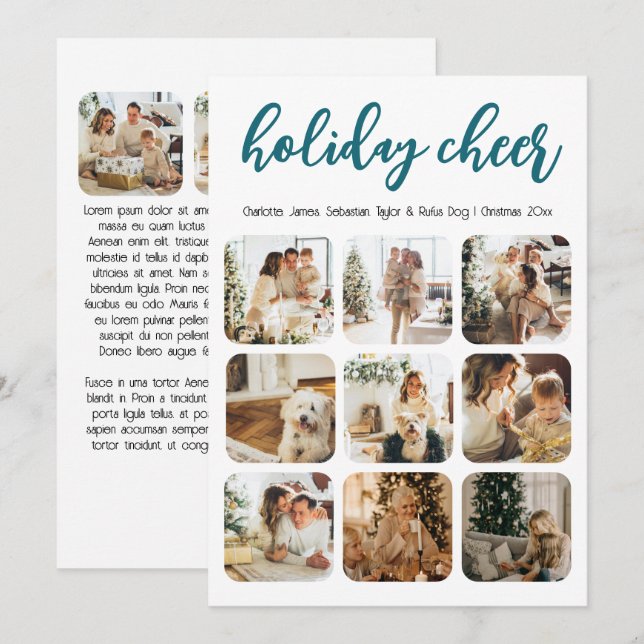 Cartão De Festividades Feriado Cheer 12 Foto Natal Personalizada (Frente/Verso)