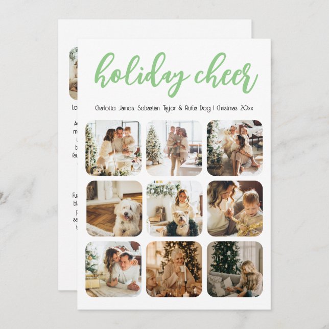 Cartão De Festividades Feriado Cheer 12 Foto Natal Personalizada (Frente/Verso)