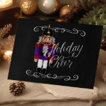 Cartão De Festividades Feriado Cheer Chalkboard Purple e Red Nutcracker<br><div class="desc">Itens temáticos de feriado projetados por Umua. Impresso e enviado pela Zazzle ou suas afiliadas.</div>