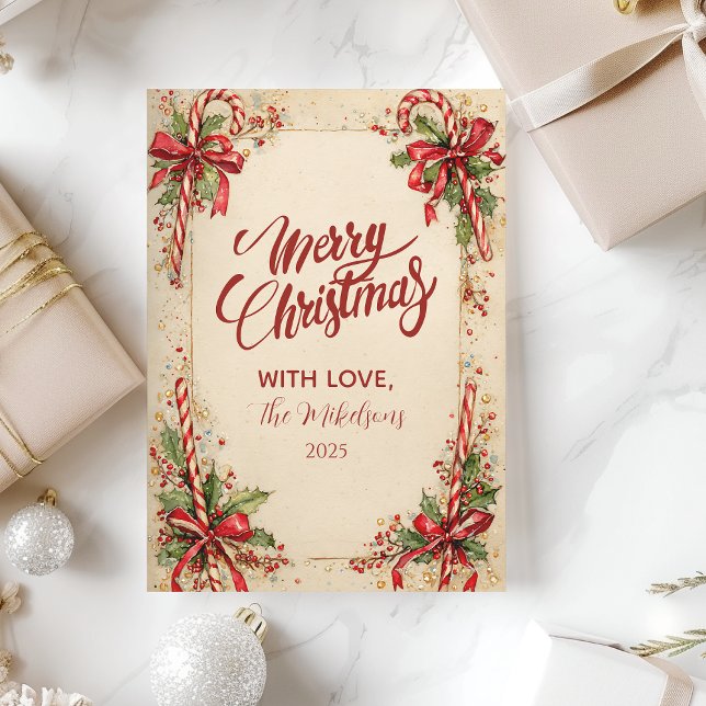 Cartão De Festividades Feriado Clássico de Striped Candy (Criador carregado)