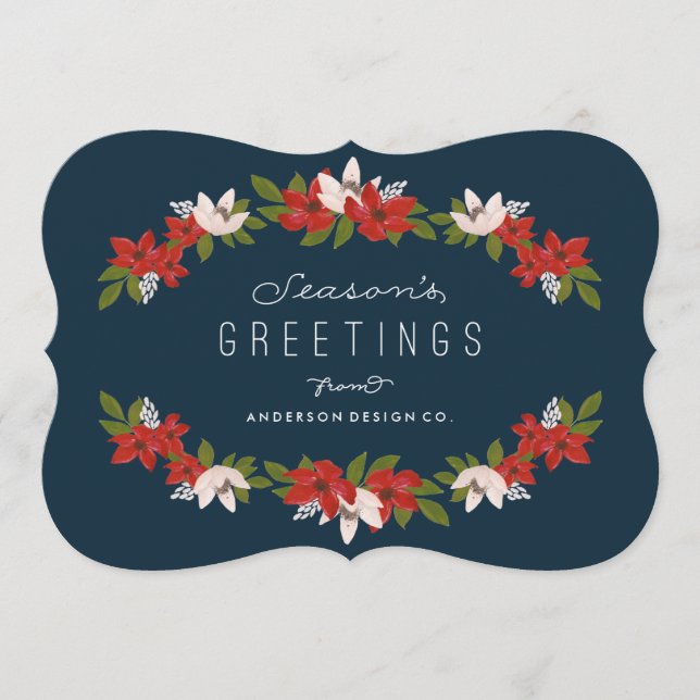 Cartão De Festividades Feriado corporativo Floral Garland (Frente)