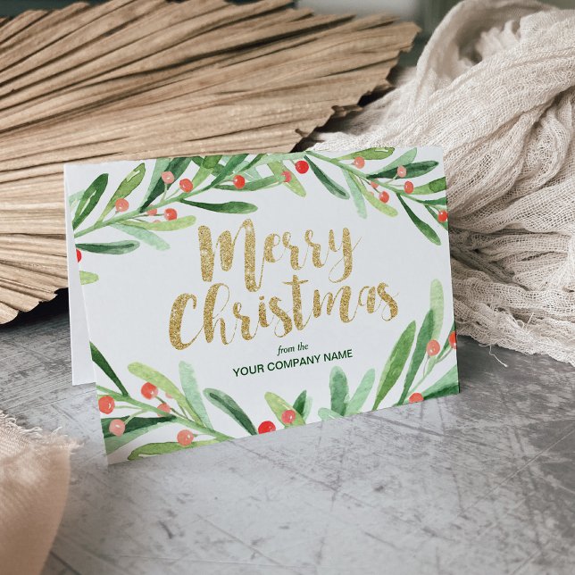 Cartão De Festividades Feriado Corporativo Holly Wreath (Criador carregado)