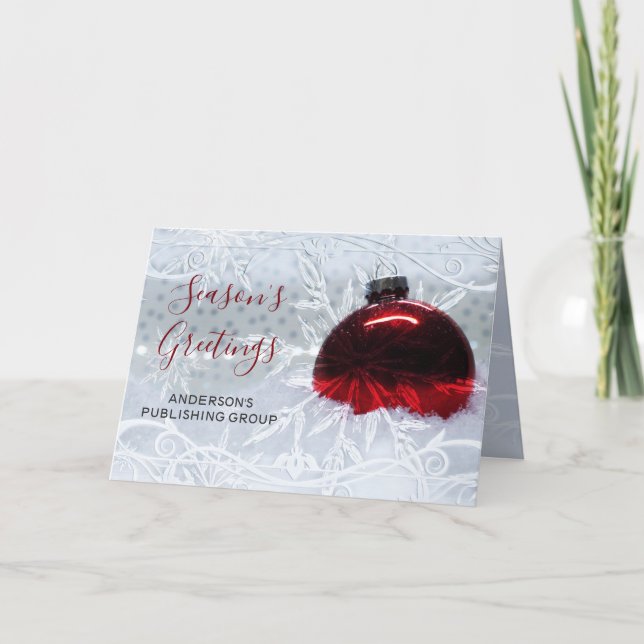 Cartão De Festividades Feriado da Companhia de Neve Vermelha Elegante (Frente)