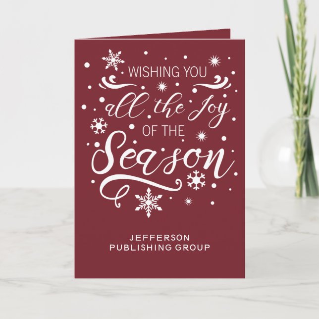 Cartão De Festividades Feriado da Empresa Moderna Elegante Vermelha e Bra (Frente)