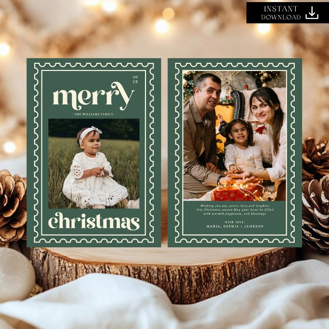 Cartão De Festividades Feriado da Família de Fotos do Carimbo de Natal Me (Criador carregado)