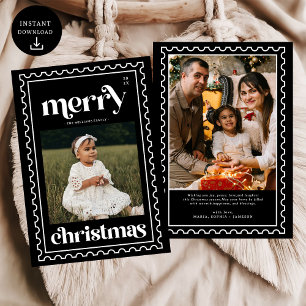 Cartão De Festividades Feriado da Família de Fotos do Carimbo de Natal Me