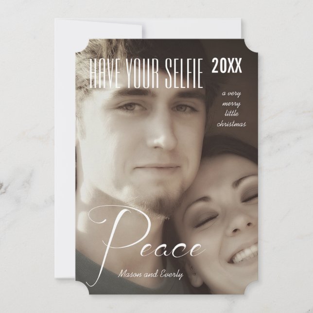 Cartão De Festividades Feriado da Paz Tenha Sua Selfie e Muito Feliz (Frente)