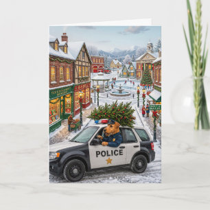 Cartão De Festividades Feriado da Polícia Airedale Terrier