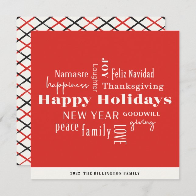 Cartão De Festividades Feriado de Ano Novo Muitas saudações Red Square (Frente/Verso)