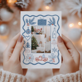 Cartão De Festividades Feriado de Arte da Linha de Arroz de Natal