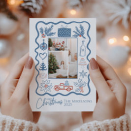 Cartão De Festividades Feriado de Arte da Linha de Arroz de Natal