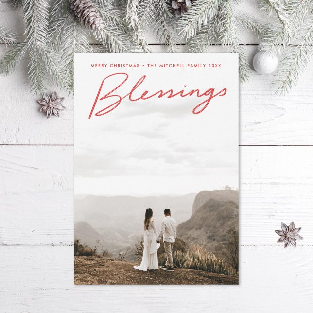 Cartão De Festividades Feriado de Bênçãos com Letra Mão (Criador carregado)