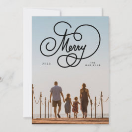 Cartão De Festividades Feriado de Cheio Floreado de Feliz de Script Cursi