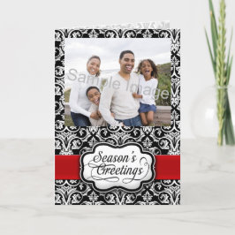 Cartão De Festividades Feriado de Damasco Vermelho/Preto