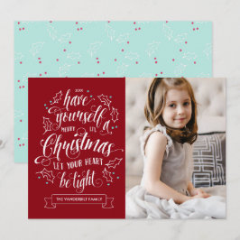 Cartão De Festividades Feriado de Foto com Feliz Li-l Natal 1