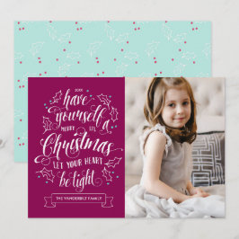 Cartão De Festividades Feriado de Foto com Feliz Li-l Natal 1