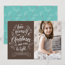 Cartão De Festividades Feriado de Foto com Feliz Li-l Natal 1