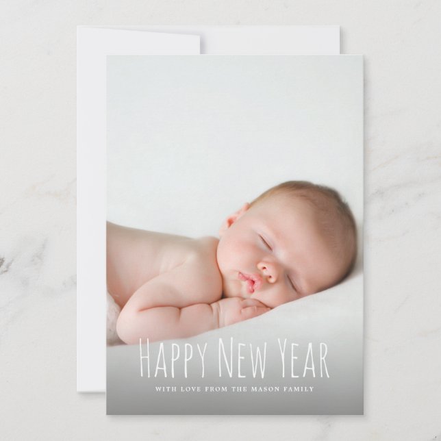 Cartão De Festividades Feriado de Foto de Ano Novo Moderno (Frente)