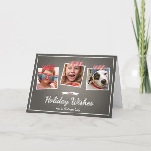 Cartão De Festividades Feriado de Foto Deseja o Quadro de Natal Dobrado