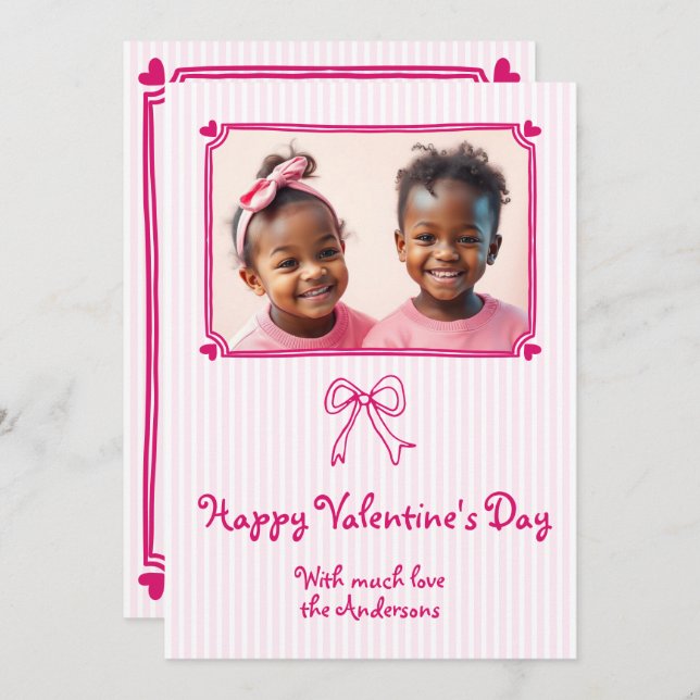 Cartão De Festividades Feriado de fotografia de Dia de os namorados desen (Frente/Verso)