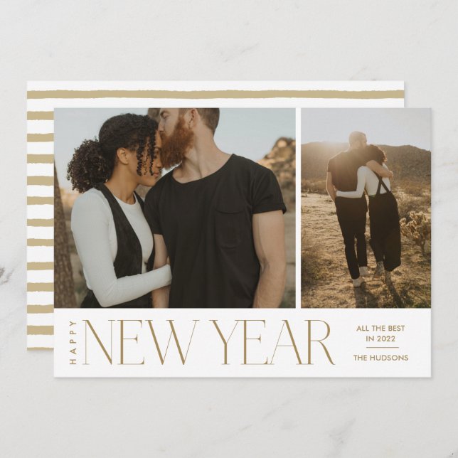 Cartão De Festividades Feriado de Fotografia do Feliz ano novo de Script  (Frente/Verso)