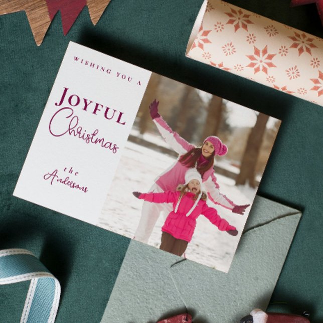 Cartão De Festividades Feriado de Fotografia dos Flocos de Neve da Tendên (Modern Trendy Christmas Photo Holiday Card)