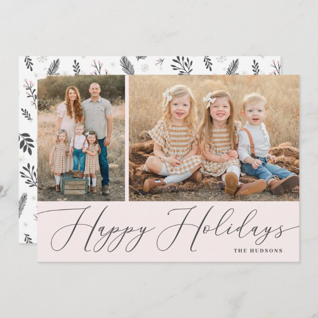 Cartão De Festividades Feriado de Fotografia Simples 2 de Caligrafia de S (Frente/Verso)