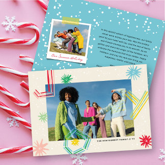 Cartão De Festividades Feriado de Fotografias Coloridas e Joyful Lines &