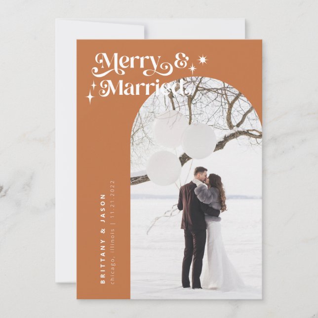 Cartão De Festividades Feriado de Fotografias Retro Terracotta e Feliz Ca (Frente)