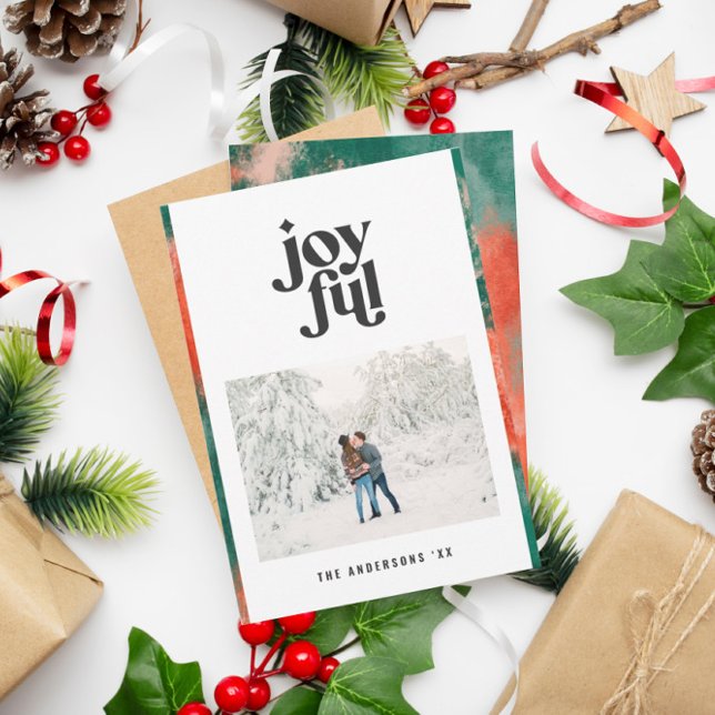 Cartão De Festividades feriado de fotos alegre, abstrato verde e vermelho (Criador carregado)