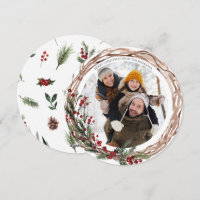 Feriado de Fotos Redondos de Pine Berry Natural