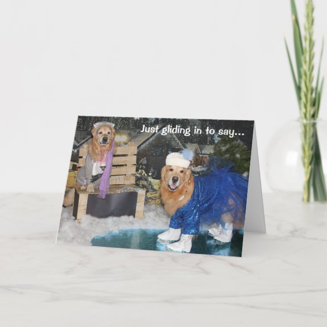 Cartão De Festividades Feriado De Ice De Retriever De ouro (Frente)