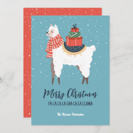 Cartão De Festividades Feriado de inverno da Funny Llama Feliz Natal